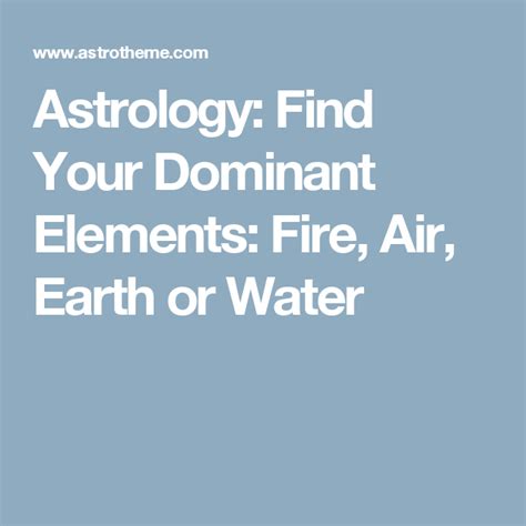 astrotheme|Horoscope and Dominant Elements: Fire, Air, Earth or Water